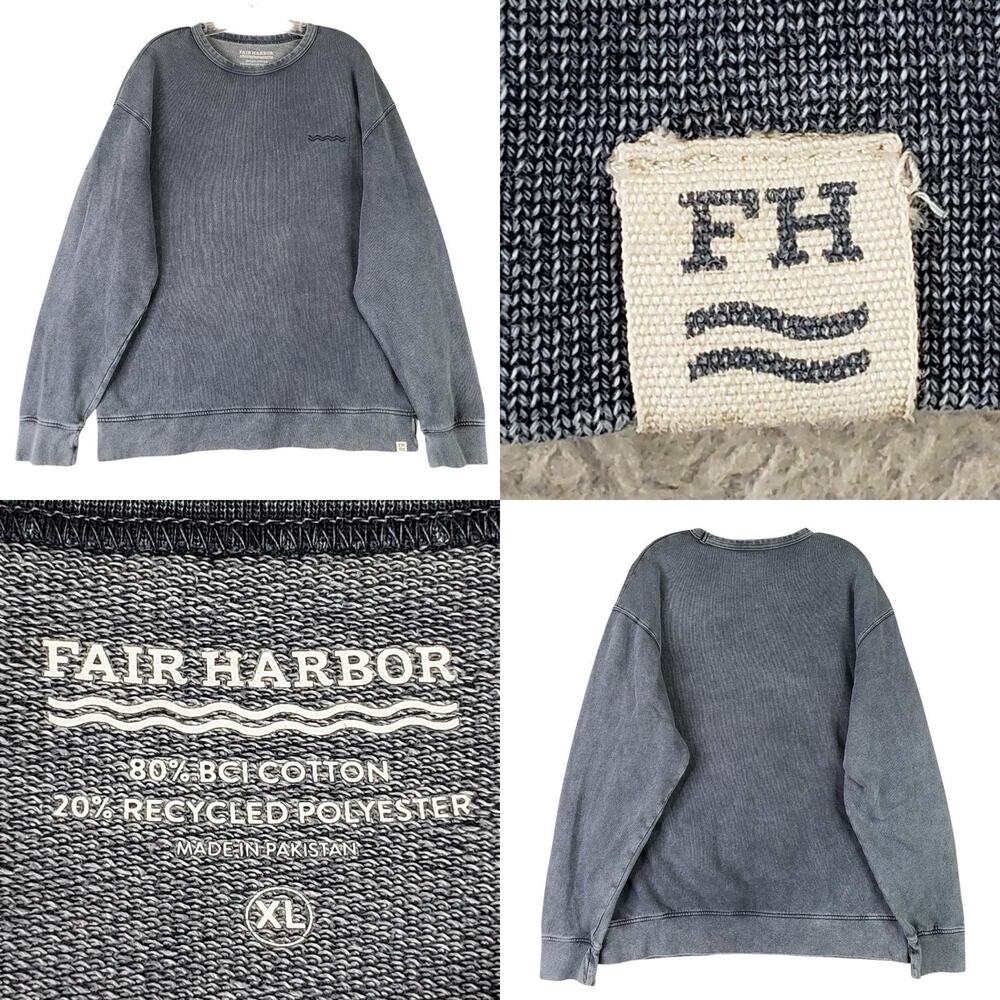 Fair Harbor Men’s XL Blue Crewneck Sweatshirt Organic Cotton Casual Pullover